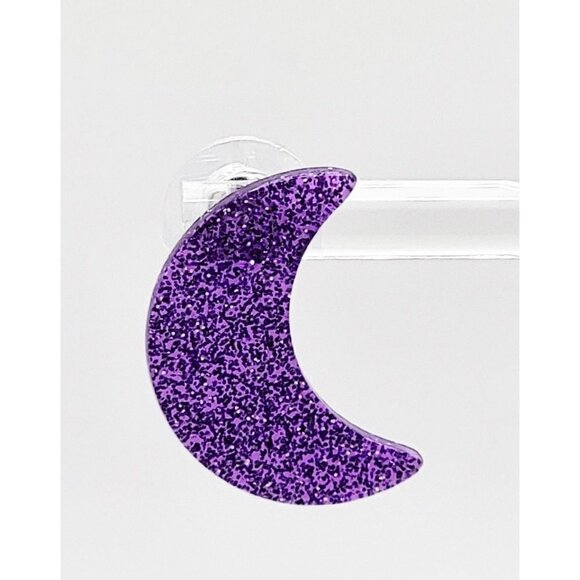 Halloween Crescent Moon Purple Acrylic Earrings - Picture 2 of 3